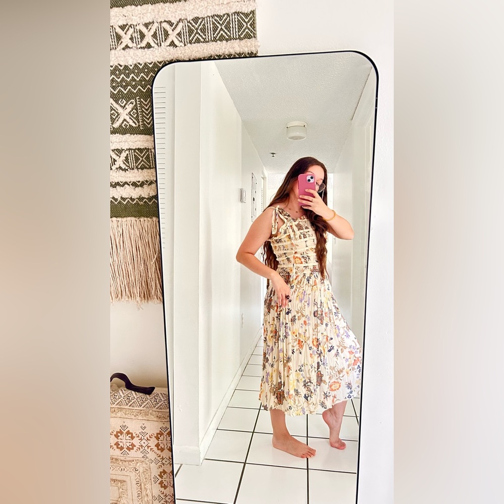 Free People Isla Ivory Floral Midi Dress